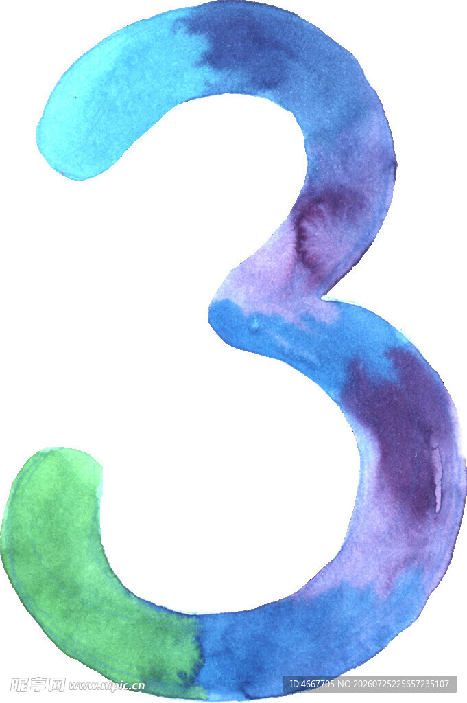 水彩风格数字3
