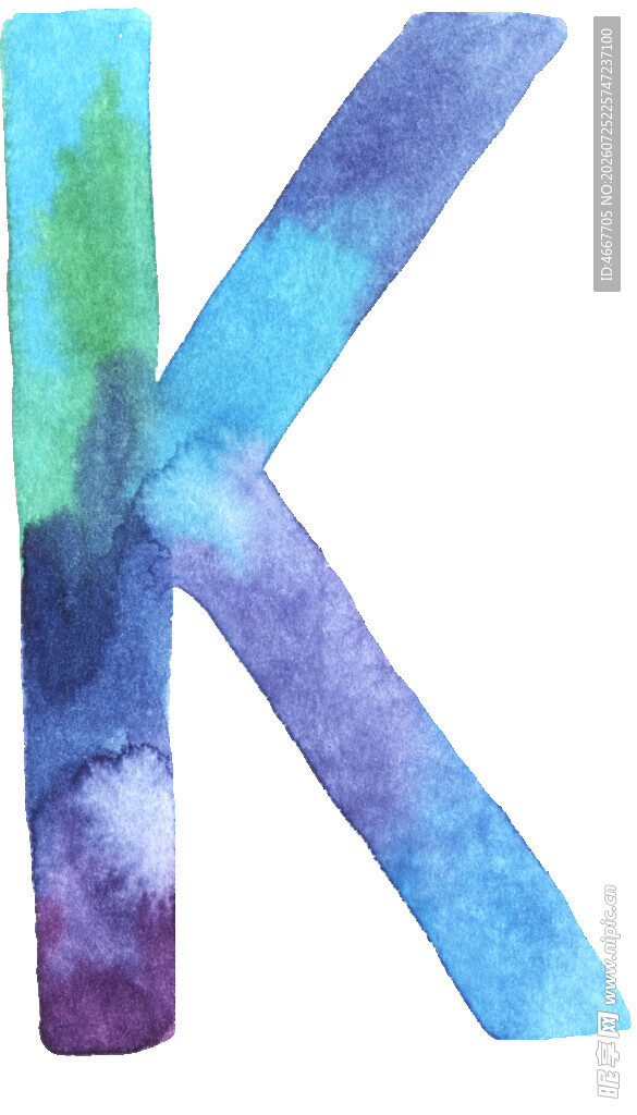 水彩风格字母K