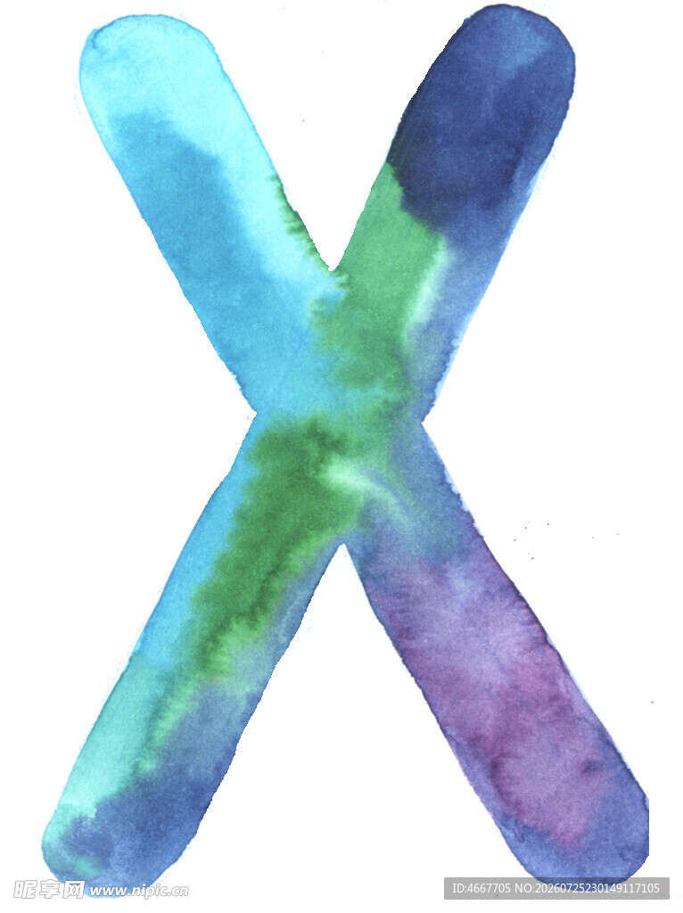 水彩风格字母X