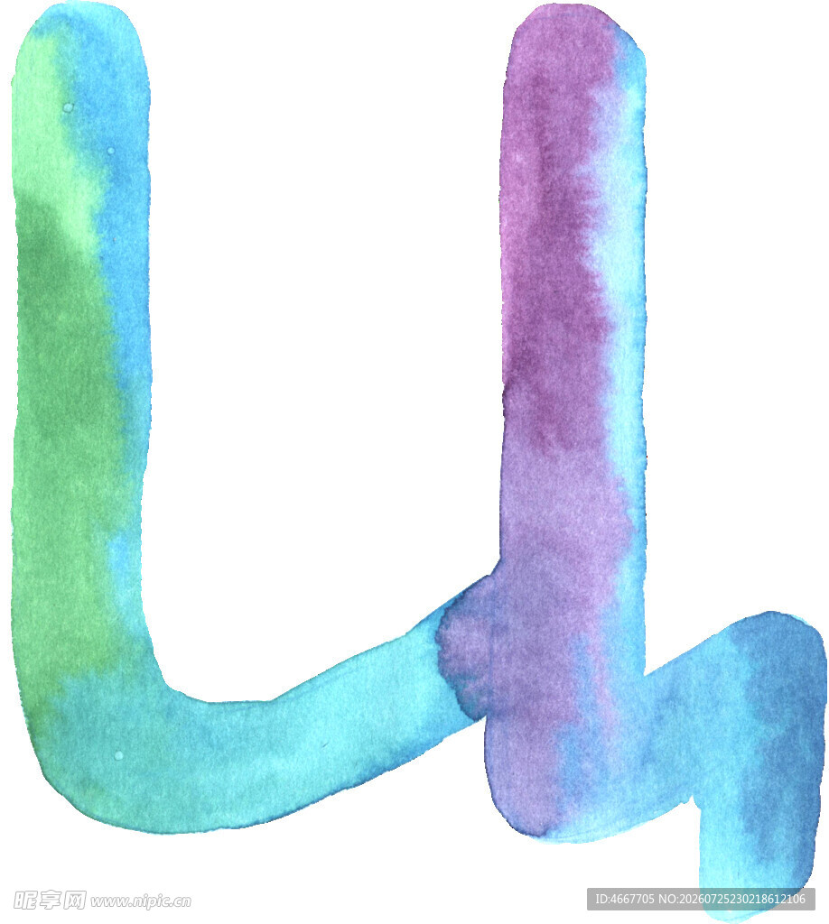 彩色水彩风格字母L