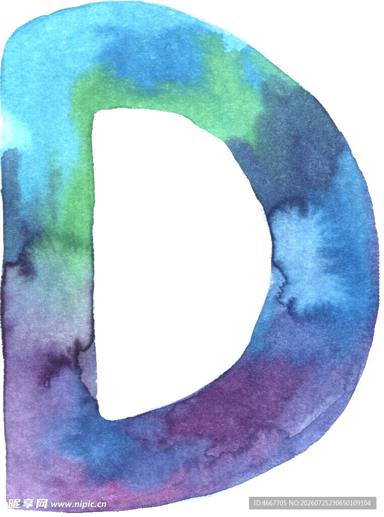 水彩风格字母D