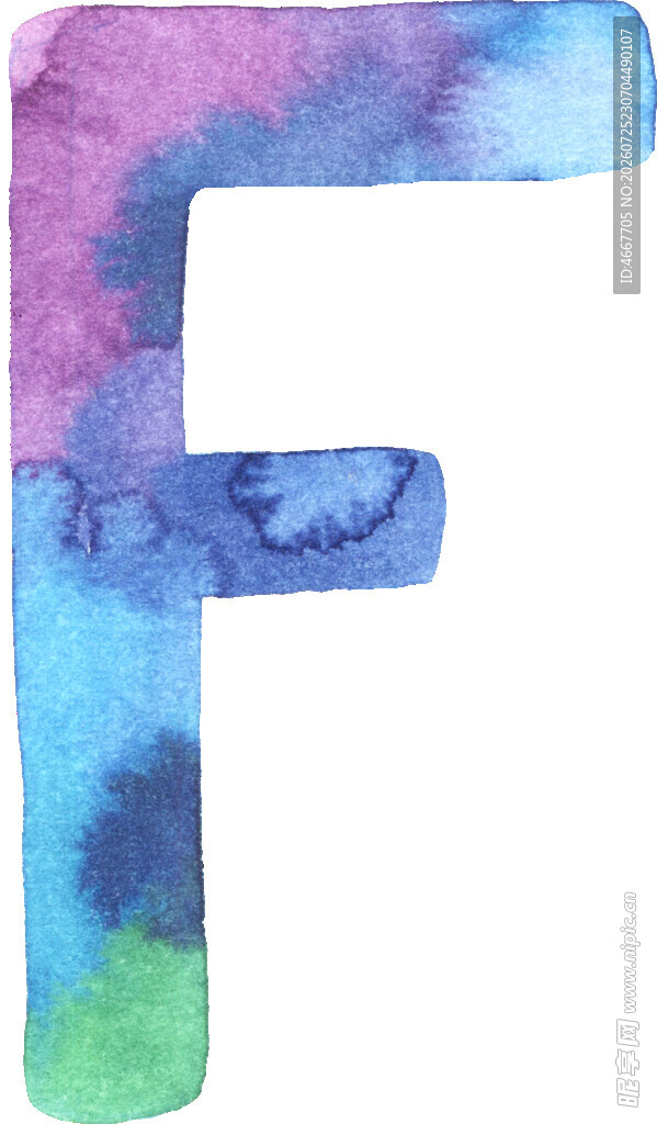 水彩风格字母F