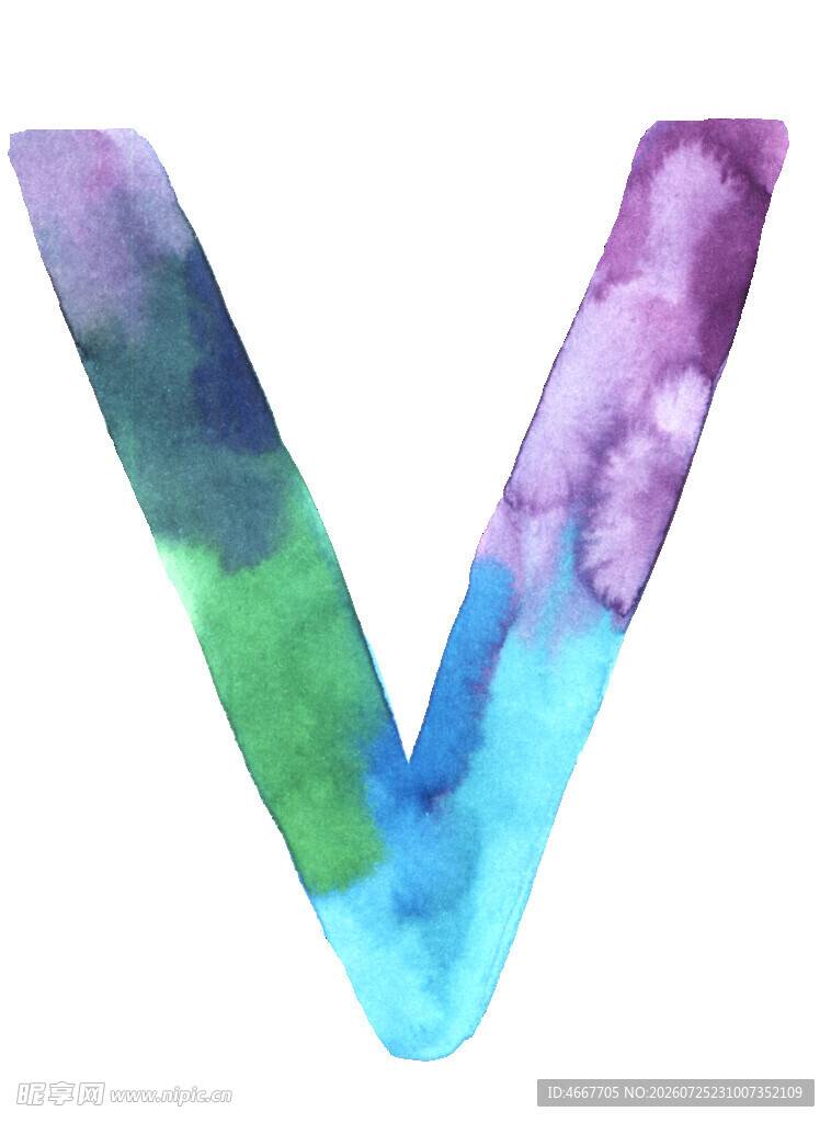 水彩风格字母V