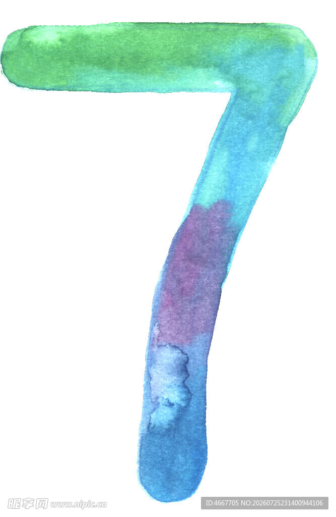 水彩风格数字7