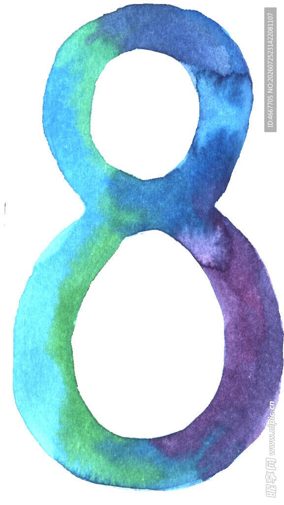 彩色水彩风格数字8
