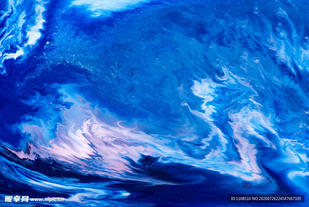 梦幻蓝色流体纹理画面