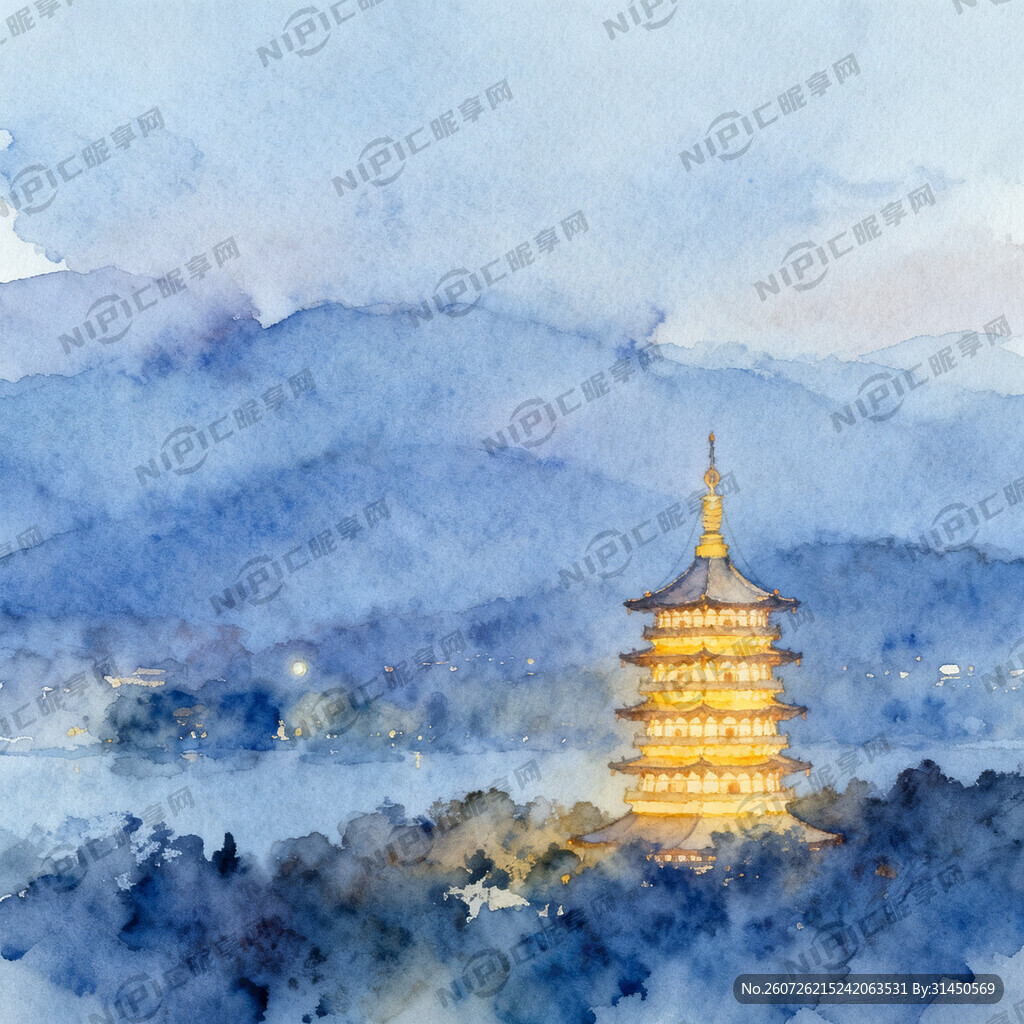 远处夜色山水