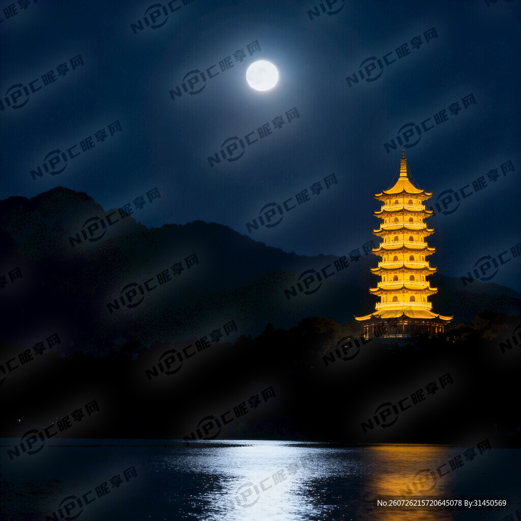 远处夜色山水
