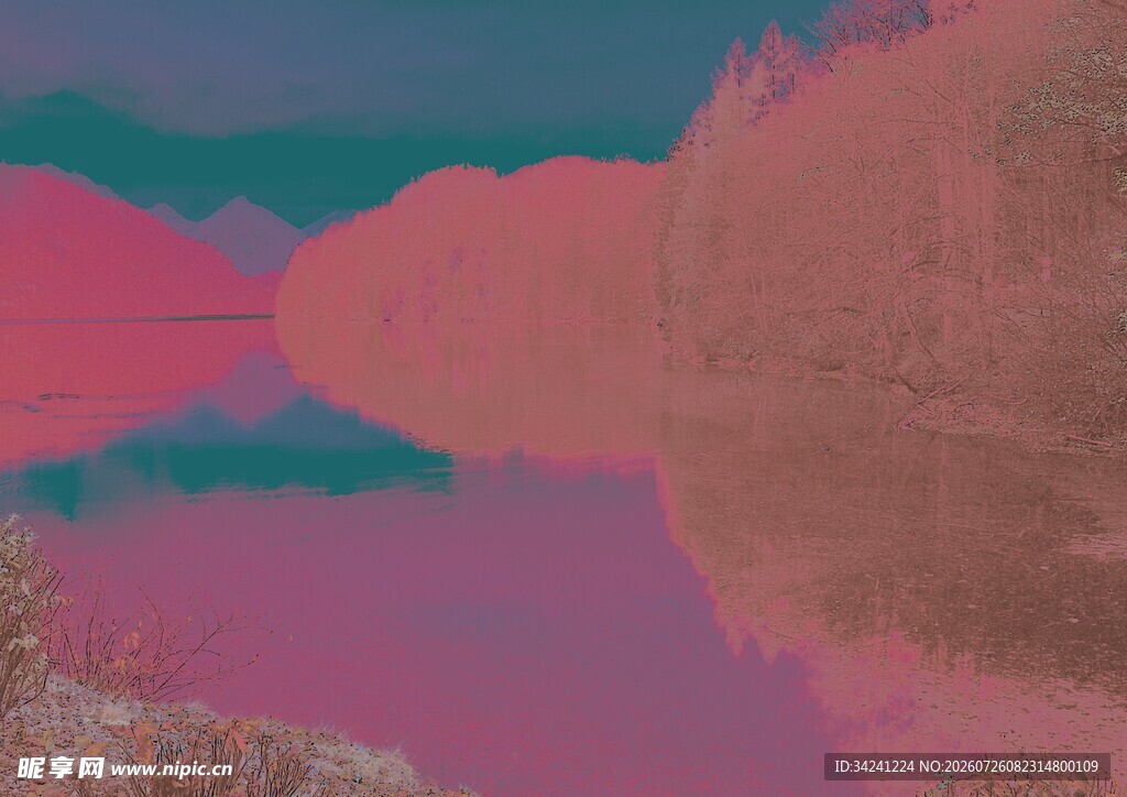 梦幻色彩的抽象风景画面