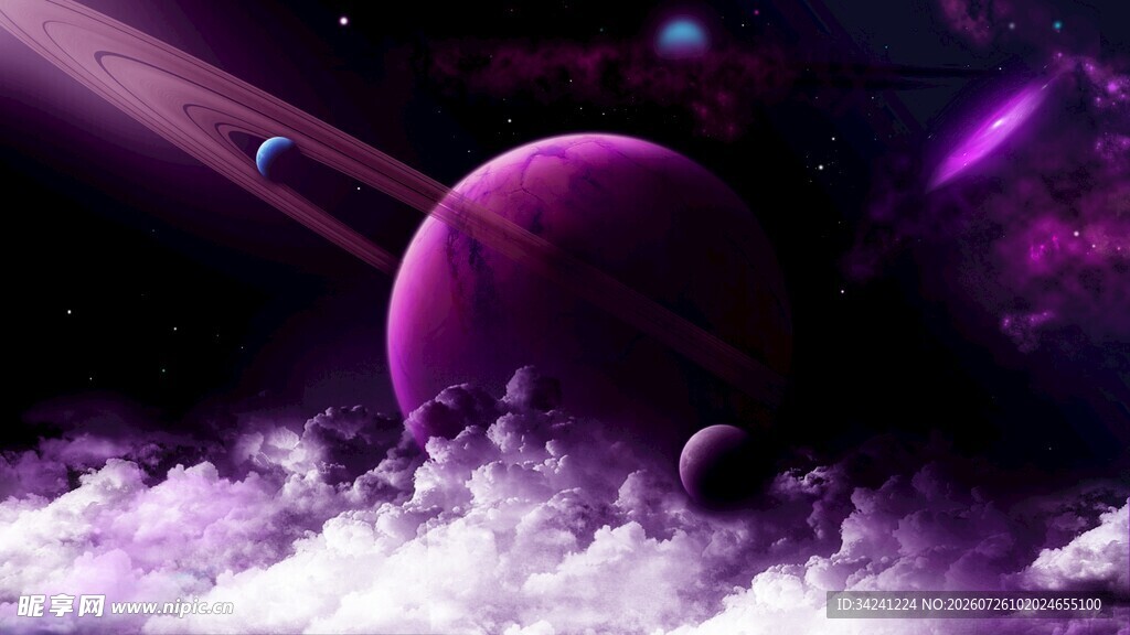 梦幻紫色系宇宙星球景象
