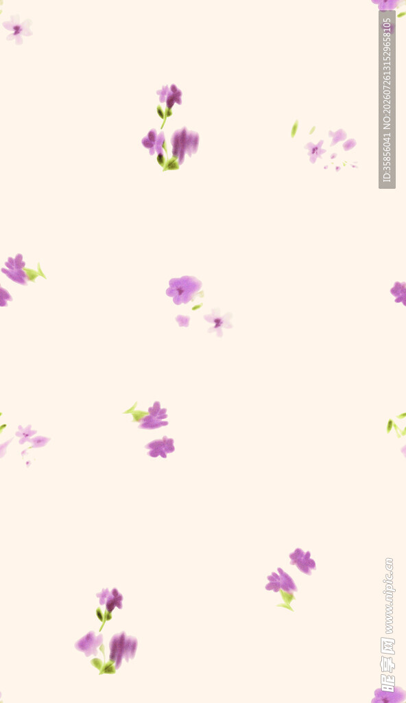 淡粉背景紫色小花图案