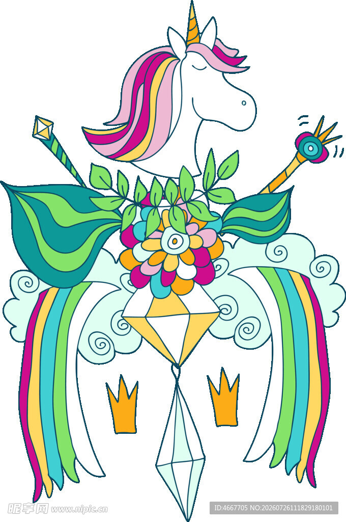 梦幻独角兽插画
