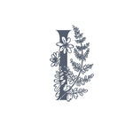 复古花卉藤蔓字母I装饰