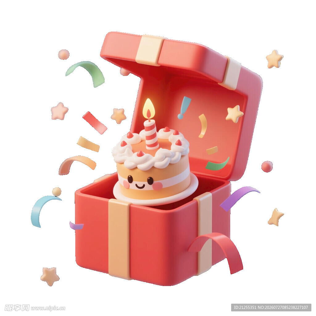 礼盒中的可爱生日蛋糕