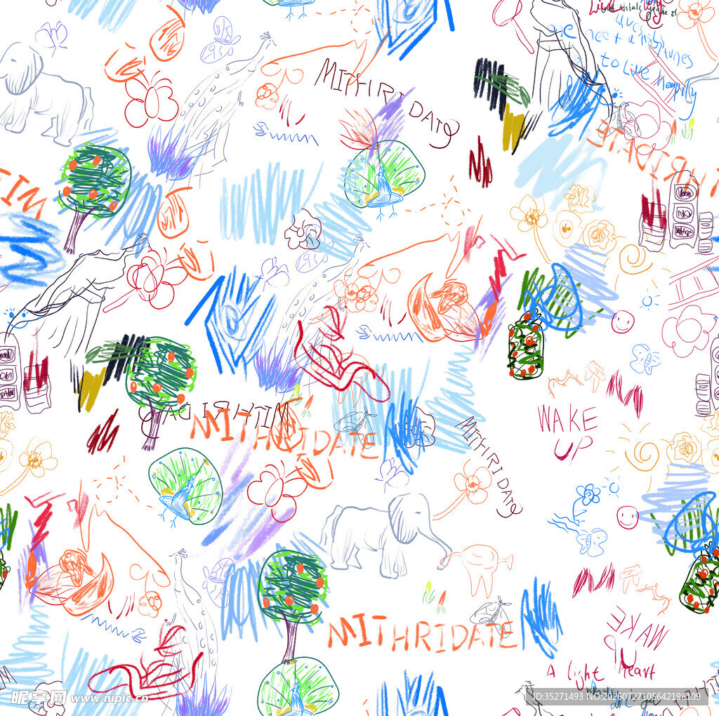 儿童创意涂鸦绘画作品