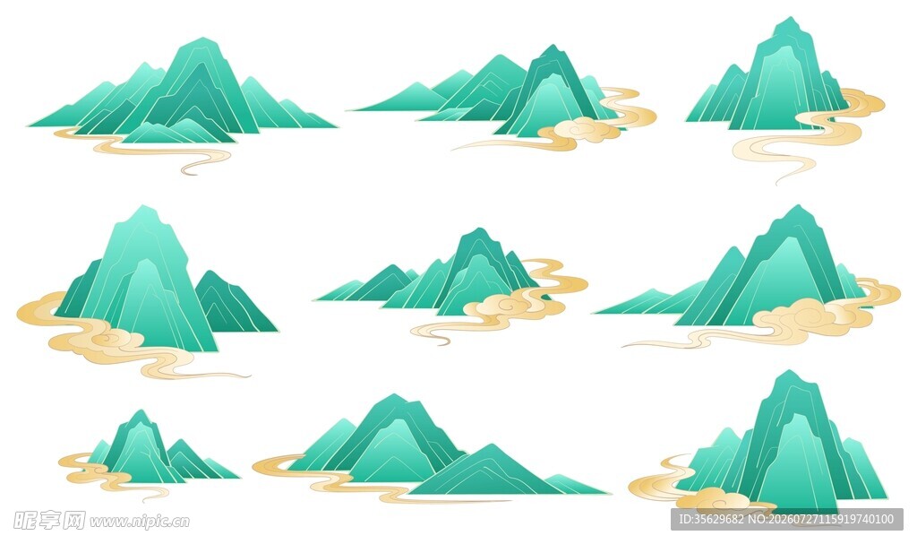 青绿山水素材