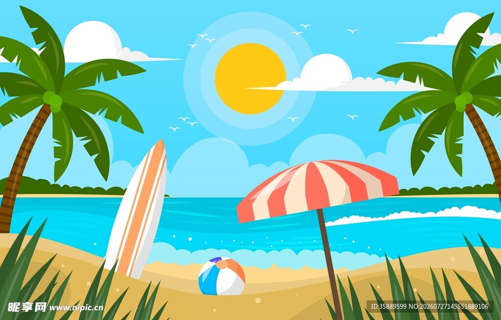 夏日海滩插画