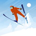 高山滑雪插画