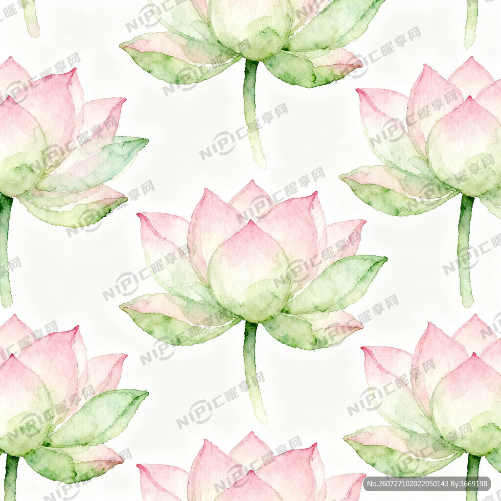 四方连续   清新的莲花