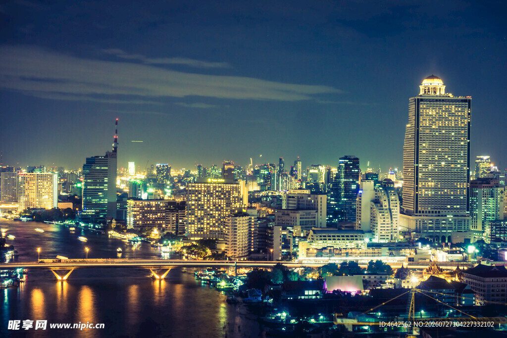 繁华都市夜景璀璨灯光