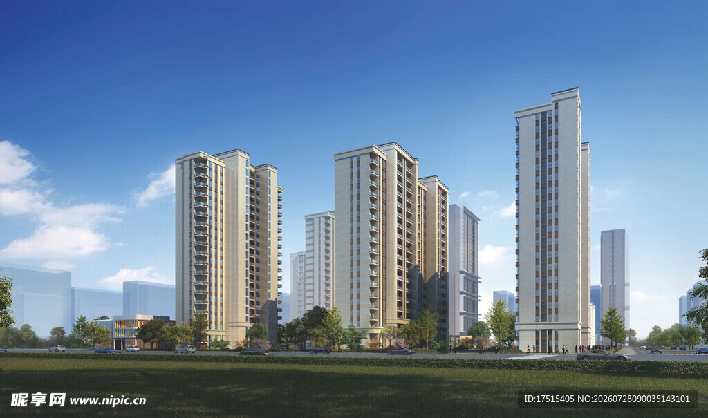 现代都市高楼建筑群景观