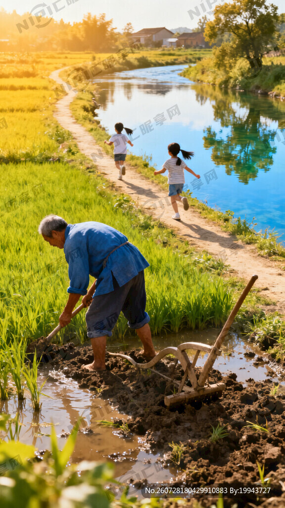 生成一张田园生活场景