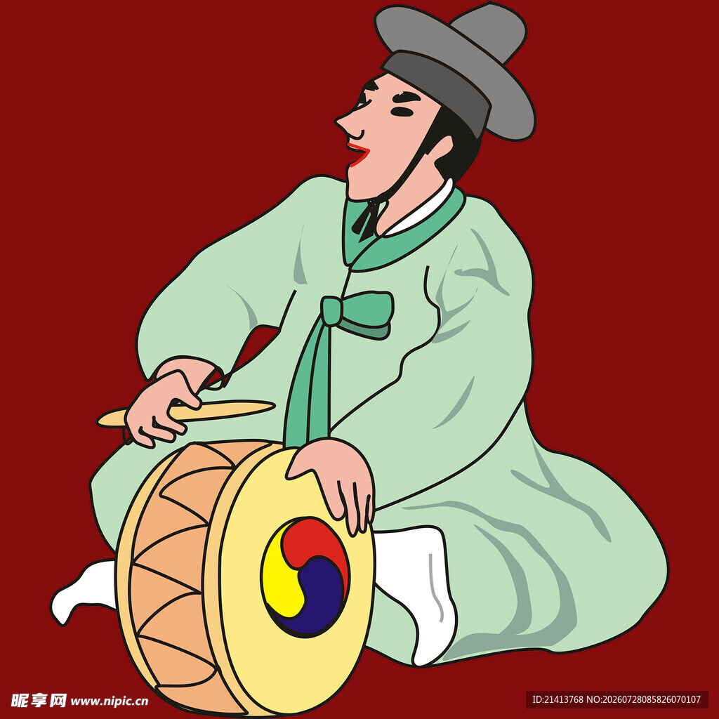 韩国传统服饰击鼓者