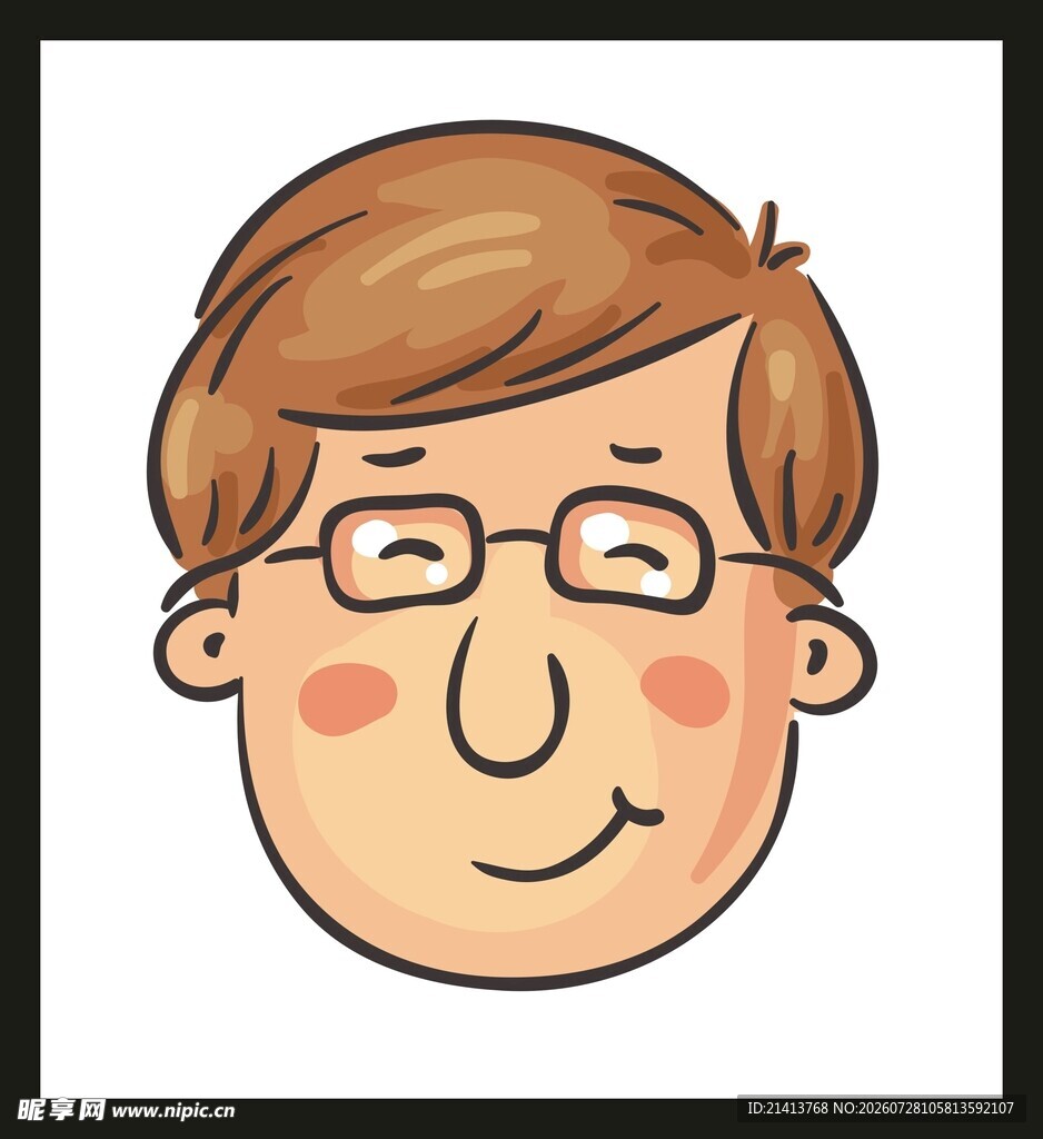 戴眼镜的卡通微笑男子