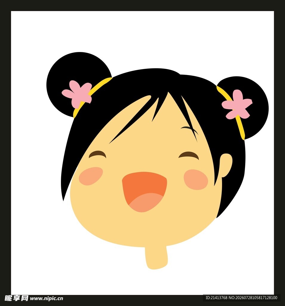 扎双辫的可爱卡通女孩