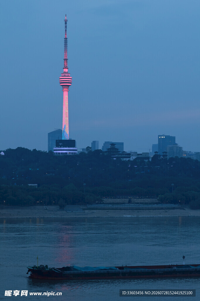 夜幕下的河畔电视塔