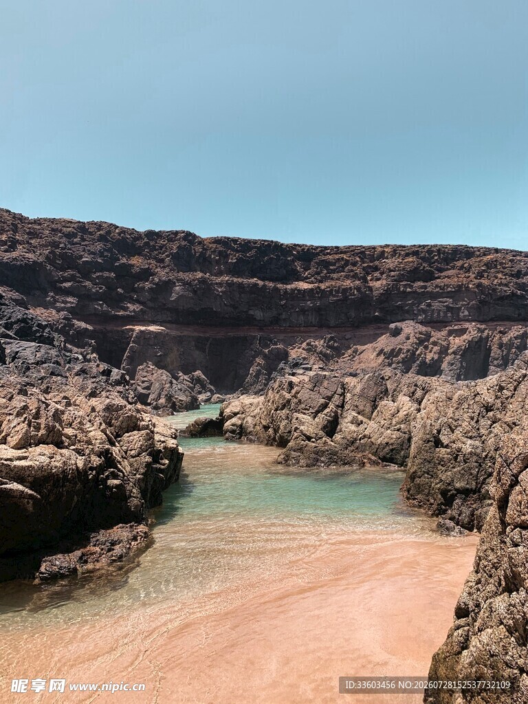 海岸边的岩石与清澈水域