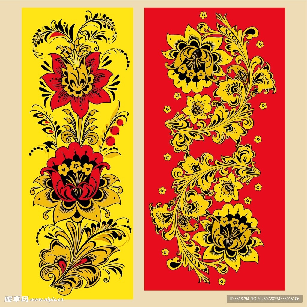 传统花卉纹饰图案设计