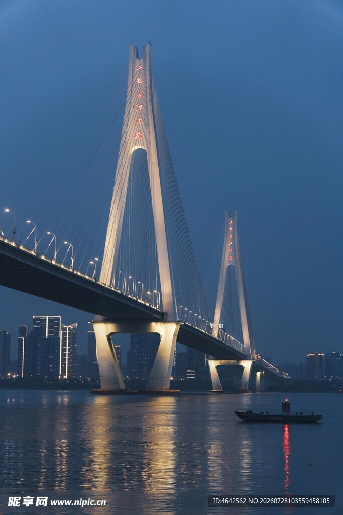 夜幕下的现代桥梁景观