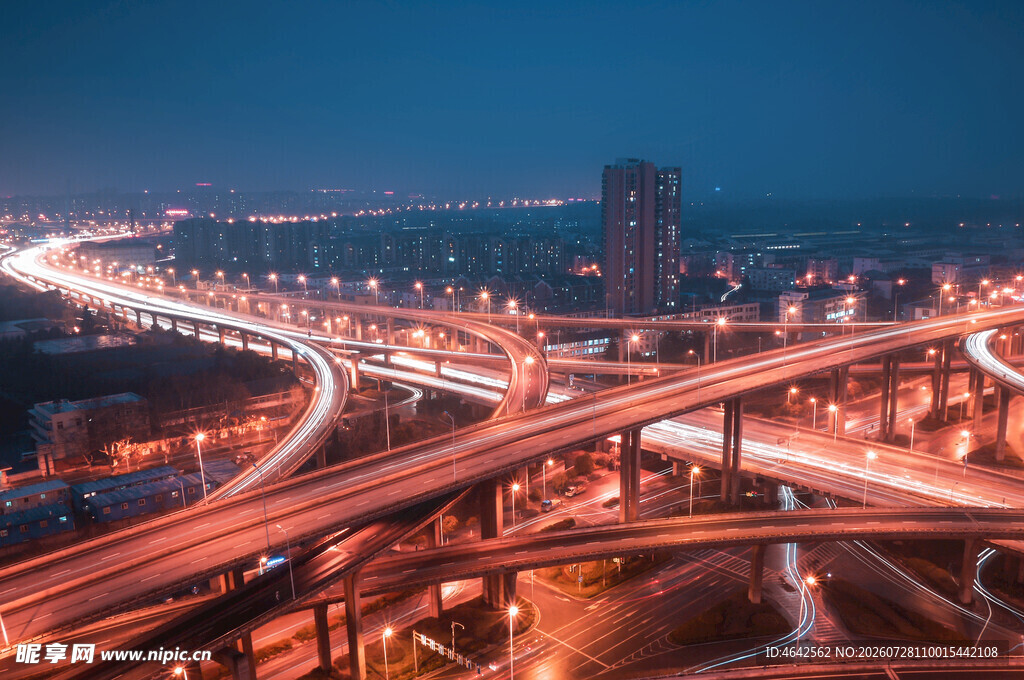 城市立交桥璀璨夜景
