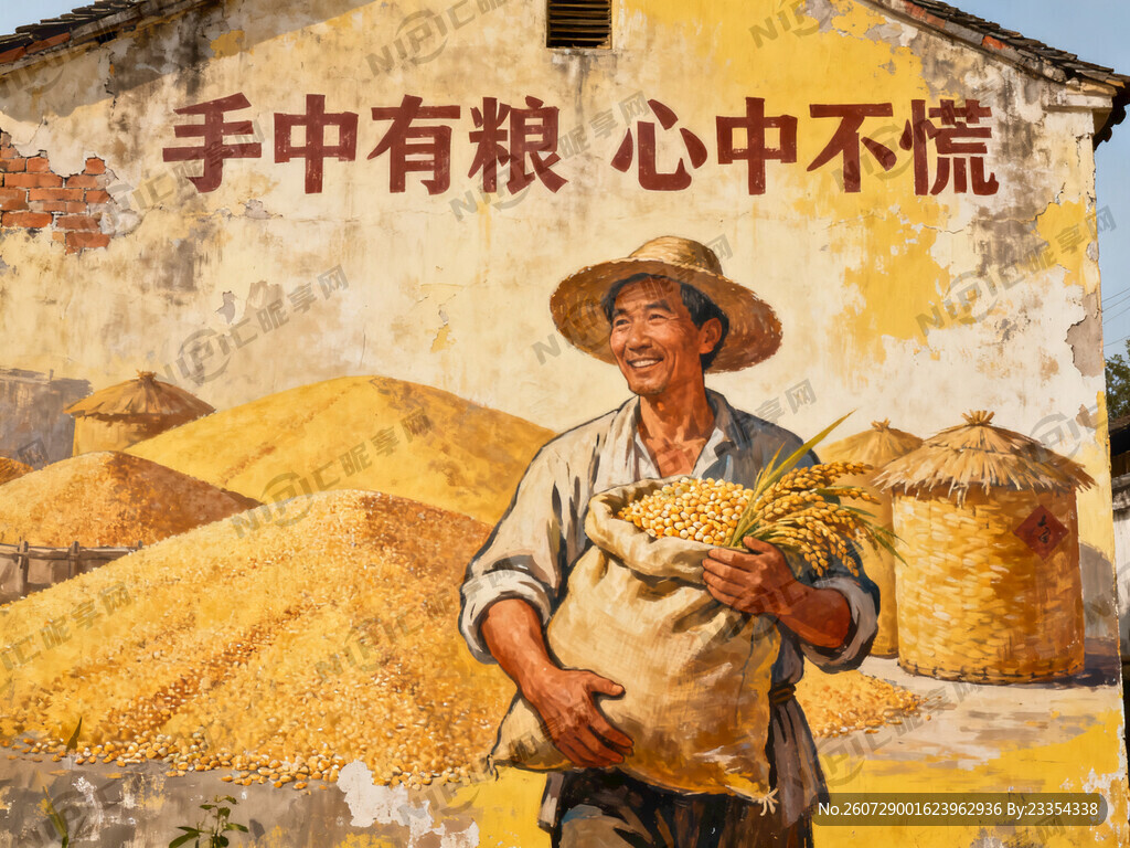 古仓墙绘 手中有粮 心中不慌