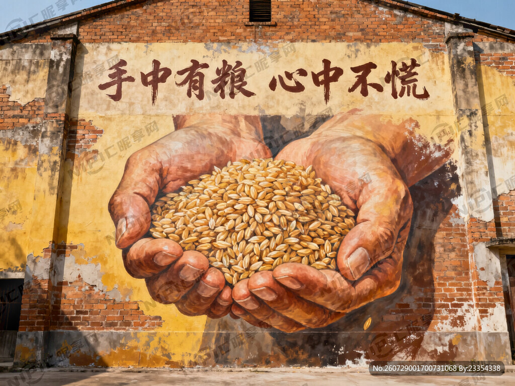 古仓墙绘 手中有粮 心中不慌