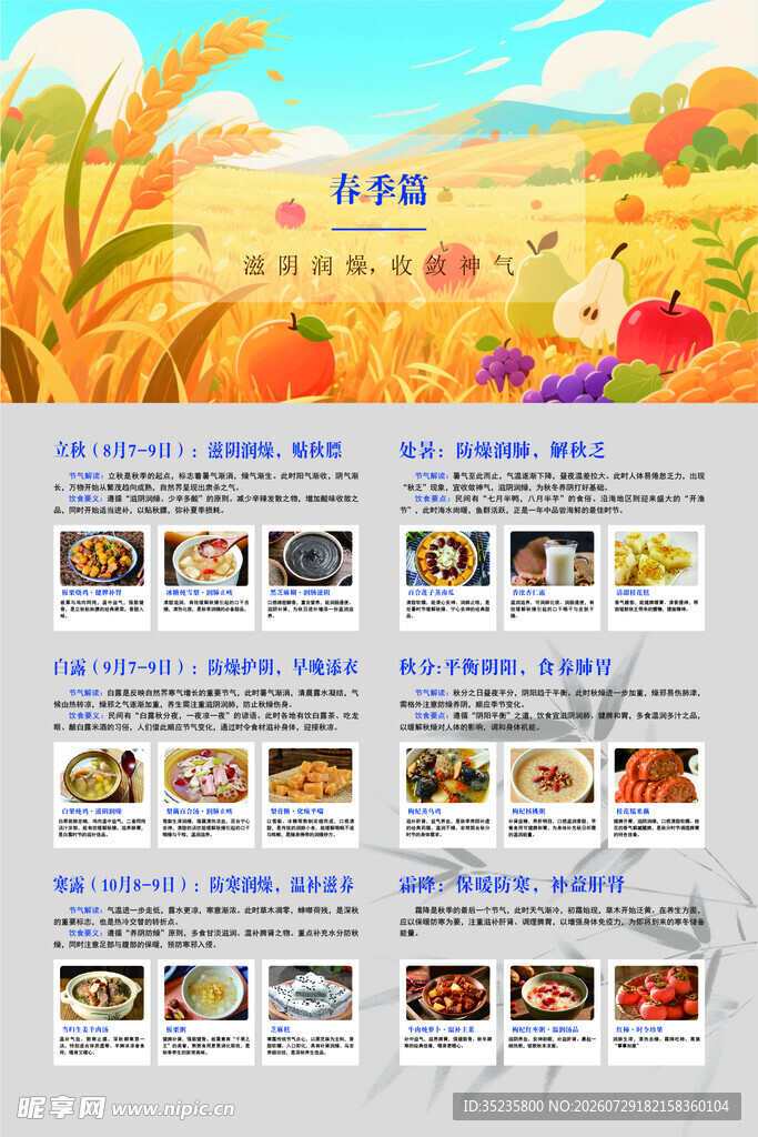 二十四节气秋季篇食堂展板
