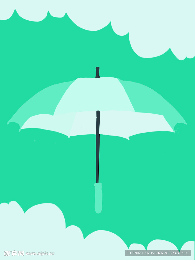 空中漂浮的双色雨伞