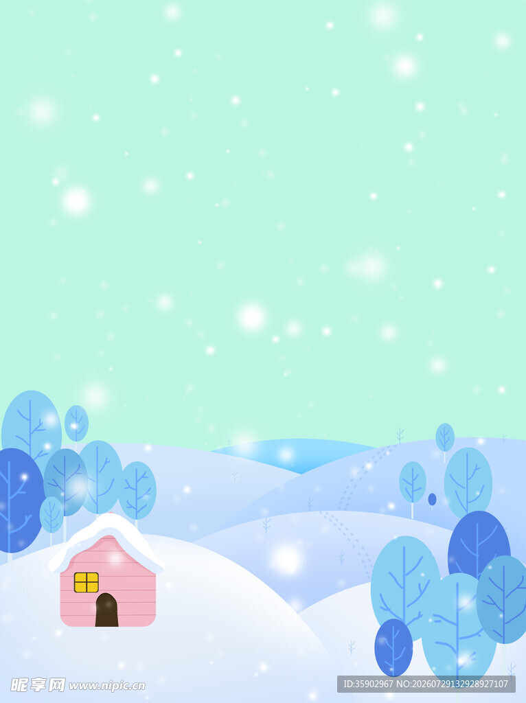 冬日雪景中的温馨小屋