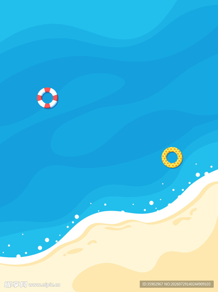 夏日海滩海面上的漂浮物