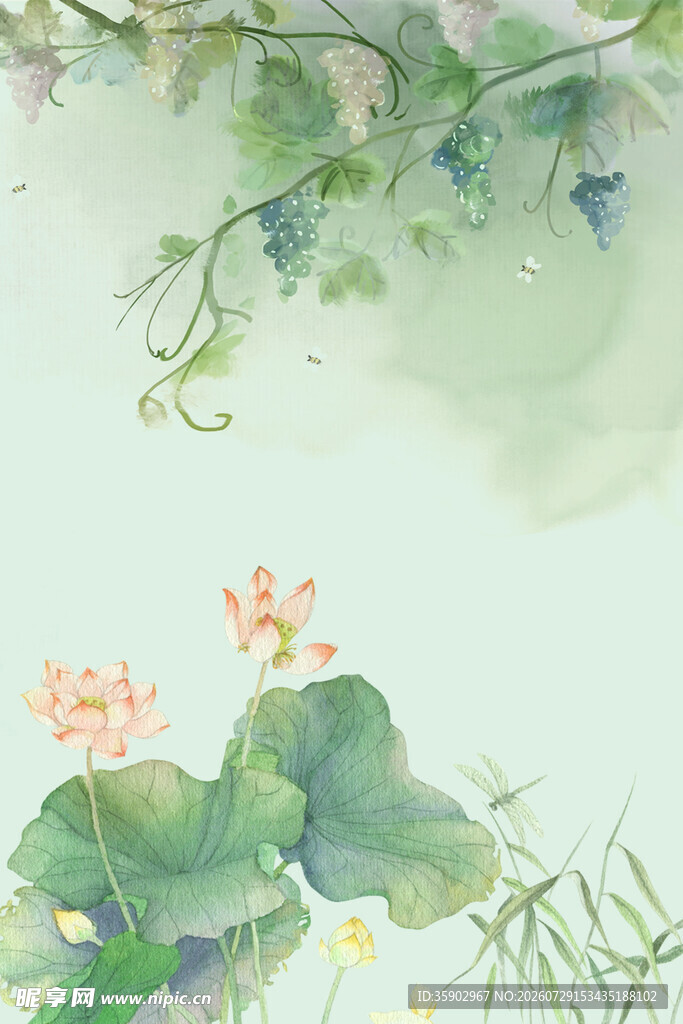 水墨荷花图