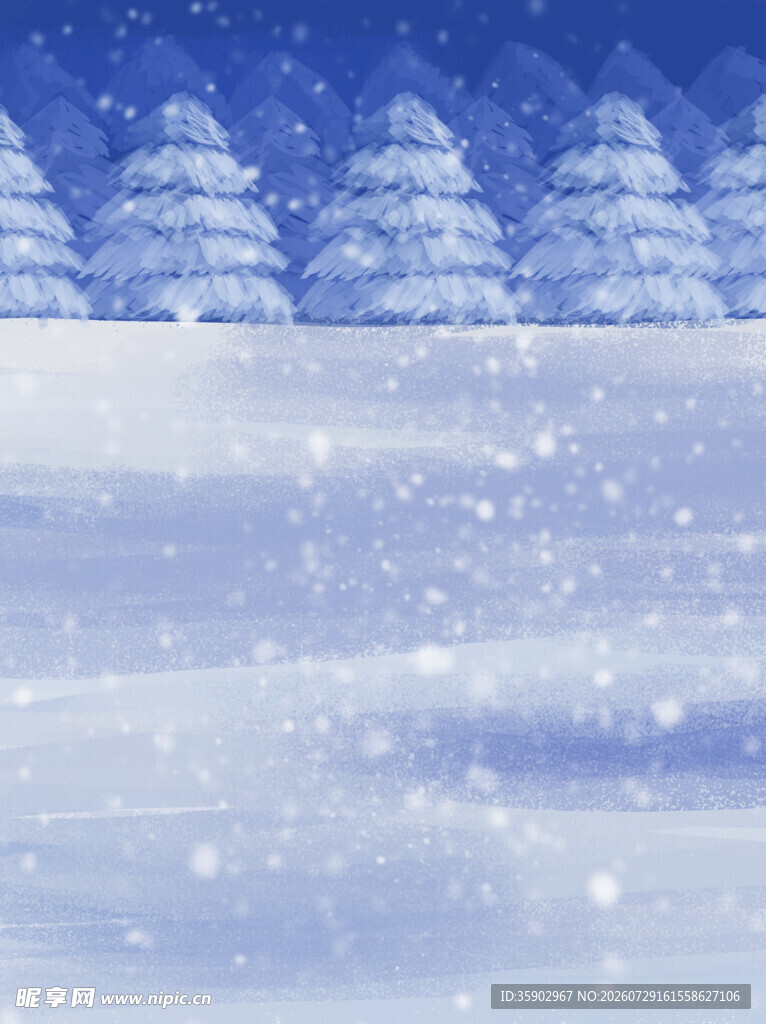 冬日雪景静谧的雪林世界