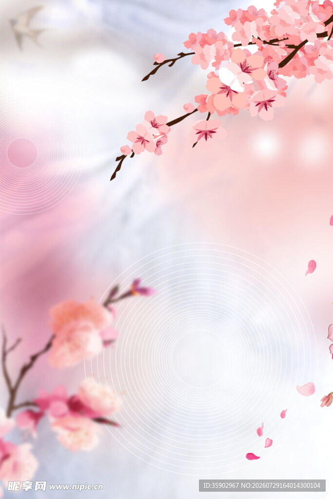 梦幻粉色桃花枝景