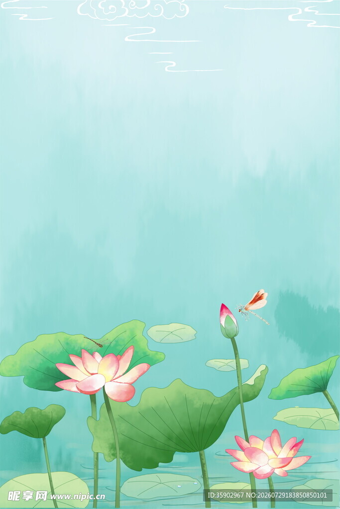 荷塘荷花图