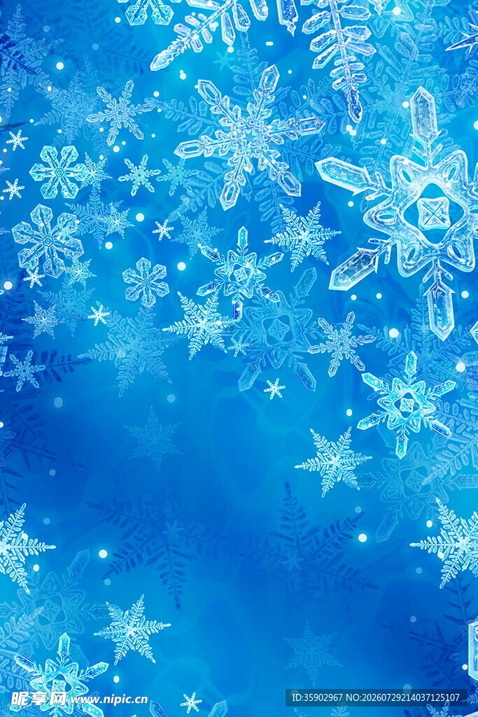 梦幻蓝色雪花背景图