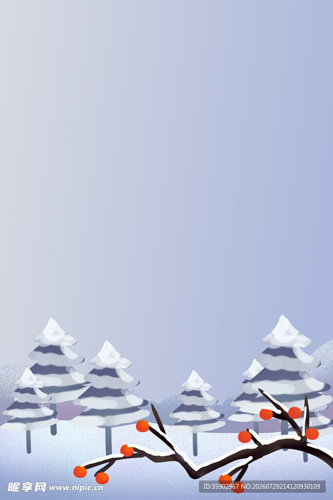 冬日雪景中的红枝白屋
