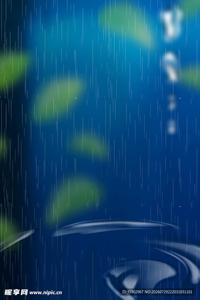 雨中雨滴绿植相伴