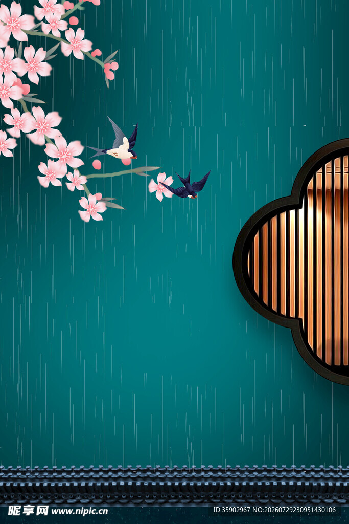 中式古风花鸟背景图