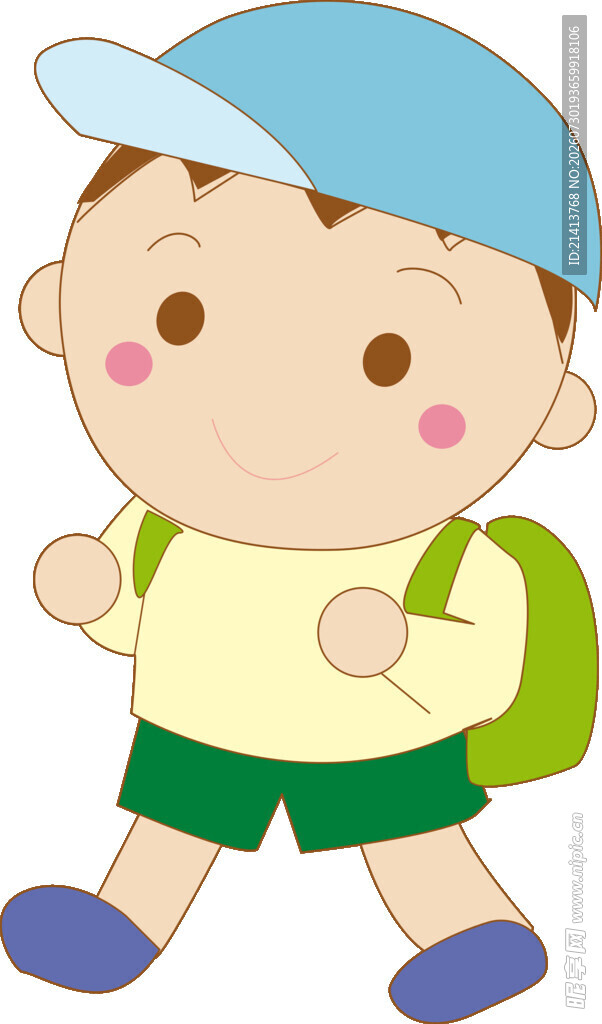 背着书包的可爱小男孩