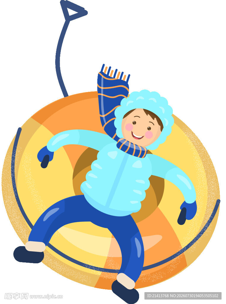 小孩欢乐玩雪圈